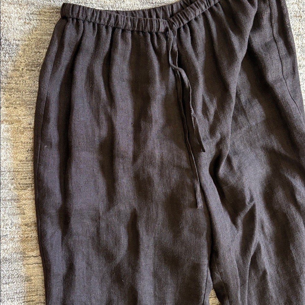 Lafayette 148 women’s size 8 Wide-Leg Linen Pants - chocolate brown - lined - Picture 2 of 6